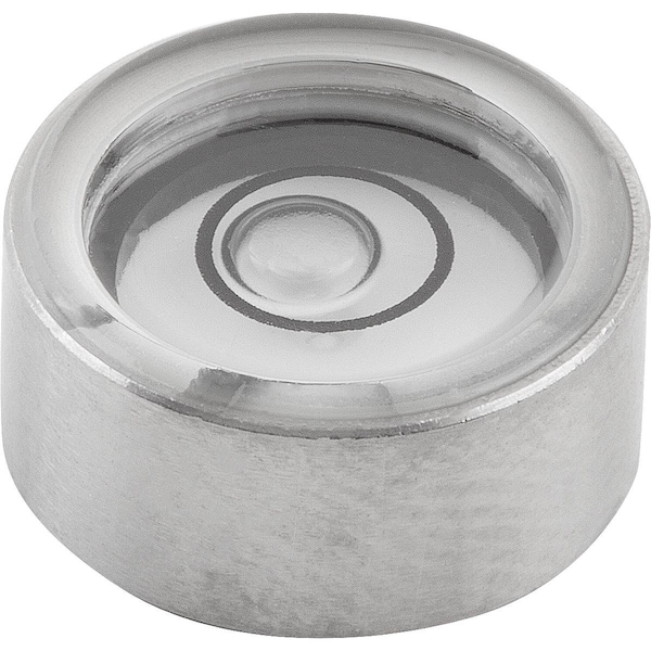 Round Spirit Level Body D1=12 H=6 Stainless Steel, Black, Comp:Glass, E25' Sensitivity 25'